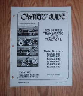MTD 135 618 000 LAWN TRACTOR OWNERS MANUAL W/ ILLUSTRATED PARTS LIST