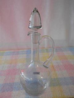 Toscany Romania Hand Blown Decanter with Spout and Knob   Etched 
