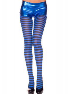   Colors Opaque Striped Tights Blue Black White Red Green Roller Derby