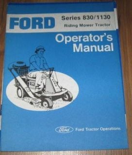 Ford Series 830 1130 Riding Mower Operators Manual