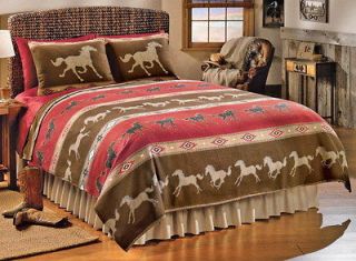Western Galloping Horses Theme Coverlet Bedding Full/Queen King Size 
