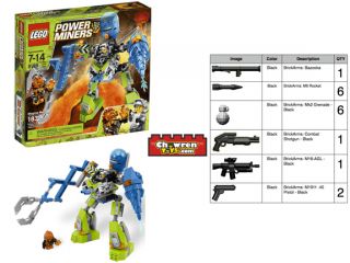 LEGO 8189 Power Miners Magma Mech Robot + BrickArms Guns & Rockets NEW 