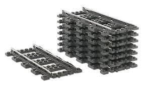 Lego Train 9V volt 8 pieces of straight track 4515 in old dark gray 