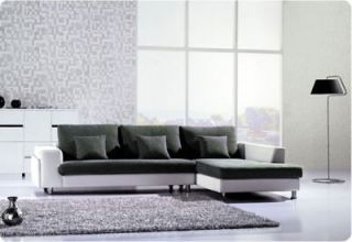Modern fabric and leather sectional sofa chaise set