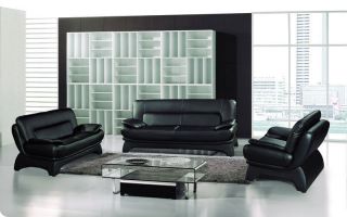  BLACK BONDED LEATHER RECLINER SOFA COUCH SECTIONAL SET LIVING ROOM