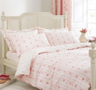 Pink Bedding / Bed Linen Floral Stripe & Rose Bud Duvet Cover or 