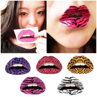 5pcs Lips Temporary Tattoos Sticker Lipstick Glitter Transfer Makeup 