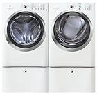   White Front Load Washer and ELECTRIC Dryer Laundry Set w/ Pedestals