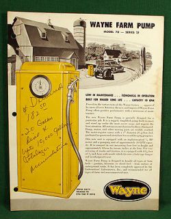 Wayne Gas Pump Literature Brochure, Model 70 Series 2F Farm Pump