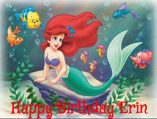 ARIEL little Mermaid Cake Topper Edible Image Decoration Birthday 