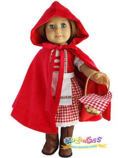 Handmade 4pcs Little Red Riding Hood Costume fits 18 American Girl 