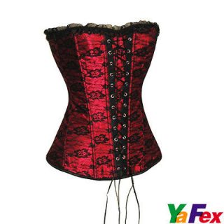 Freeship 5 Colors Women Satin Lace up Corset Bustier Tops G string S M 