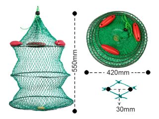 Fish Basket Foldable Crab Trap Hoop Net