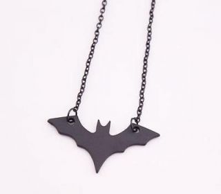   Coming Fashion Black Bat man Pendant Long Chain Necklace 