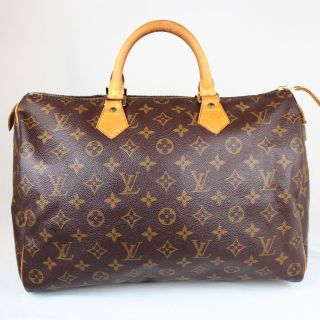 Authentic Louis Vuitton Speedy35 Monogram Brown Boston Hand Bag #0299