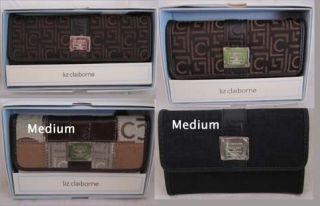 Liz Claiborne Medium or Large Wallet Black or Black Brown U Pick Color 