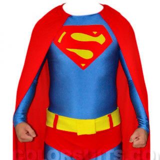 Superman Costume   Lycra Zentai Full Body   Suit Belt Cape   Ships 