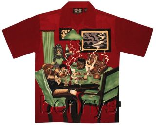 NEW Dogs Playing Poker Cigar Lounge Casino Club Shirt by Dragonfly
