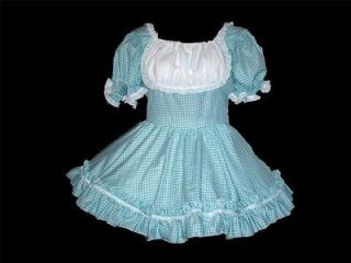Made to fit,Adult Sissy,Unisex,Seafoam Gingham Beer Maid Dress, Sunny 