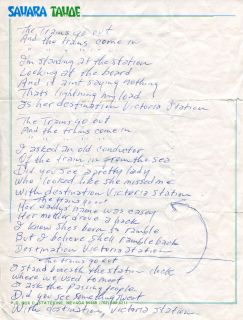 Johnny Cash autograph, handwritten song lyrics