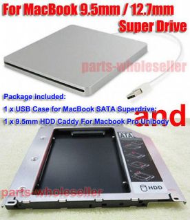   HDD Caddy for Macbook Pro Unibody + USB Enclosure Case for Superdrive