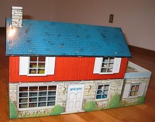   60s Louis MARX Toys Tin Litho Metal Colonial Dollhouse doll house