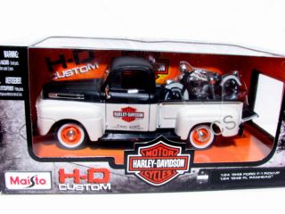 Maisto 1948 Ford F 1 Pickup 1/24 Harley Davidson B/W