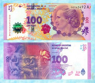 ARGENTINA 100 Pesos 2012 W/Eva Peron CU NEW