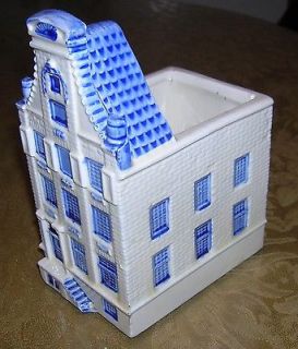 AMSTERDAM CANAL HOUSE DELFT PLANTER BLUE & WHITE HANDPAINTED DELFT 
