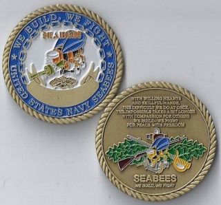 Seabee We Build We Fight Navy Challenge Coin
