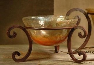 Tuscan Mediterranean Iron and Glass Decorative Bowl