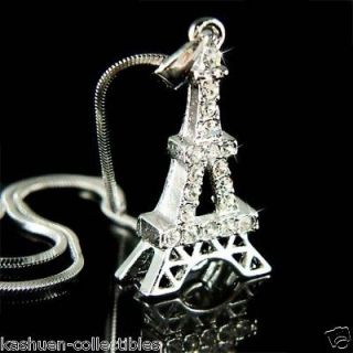 Swarovski Crystal ~3D Eiffel Tower Paris France Honeymoon Pendant 