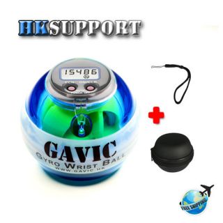 GAVIC LED Power Exercise Gyro Wrist Ball in Blue + Speed Meter + Strap 