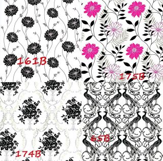   House Wallpaper choice of 10 Black designs Floral Quality Matte Paper