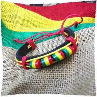 Rasta Leather Wrist Bracelet Negril Jamaica Montego Bay Irie Reggae 