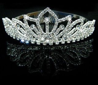   Silver Princess Crystal Rhinestone Wedding Bride Headband Tiara Comb