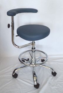 MEDICAL DENTAL ASSISTANTS STOOL/CHAIR W/FOOTRING DUSTY BLUE