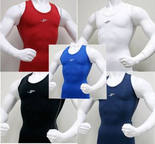 Mens Compression sleeveless Tight T shirts sports Tank Top Spandex 