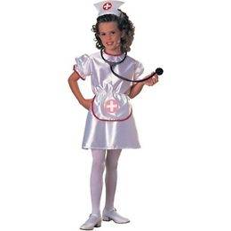 Girls Nurse Costume White Red Scrubs Halloween First Aid School Dress 