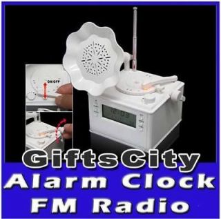 WHITE PORTABLE SPEAKER FM RADIO DIGITAL ALARM CLOCK CHRISTMAS GIFT NEW
