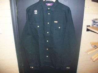 Mens Akoo Brand L/S/ Woven Caviar Black Button Up Shirt Size X Large 