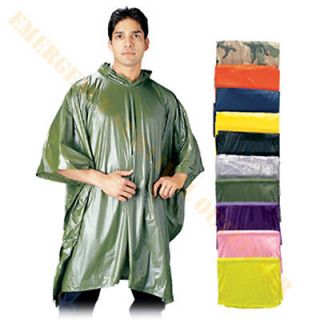 10 mil Vinyl Thick Emergency Rain Poncho Survival Reusable Boy Scout 