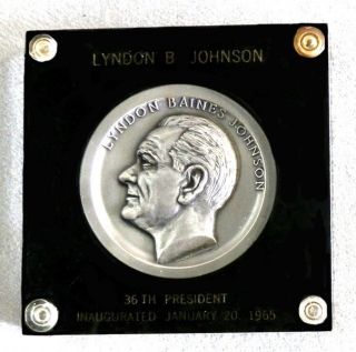 1965 SILVER USA PRESIDENT LYNDON B. JOHNSON HIGH RELIEF 4.39 OZ 
