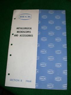 BrochureBeck Metallurgical Microscopes Section B 1964
