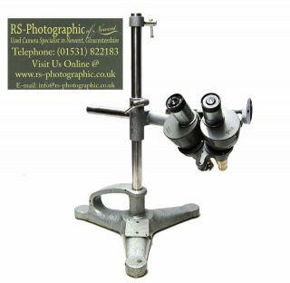 Beck London Binomax Low Power Microscope with swing arm and stand 