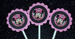 Minnie Mouse Zebra Design Cupcake Toppers