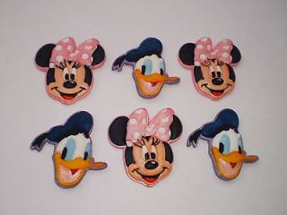   EDIBLE PINK MINNIE MOUSE AND DONALD DUCK STYLE CUPCAKE/CAKE TOPPERS