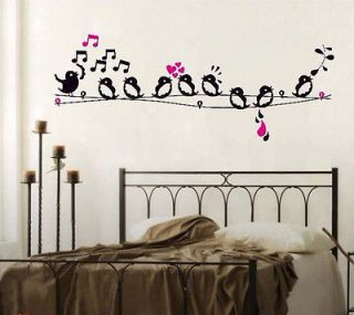 Bird Singing On The Wire/Music Notes Removable Wall Sticker Home 