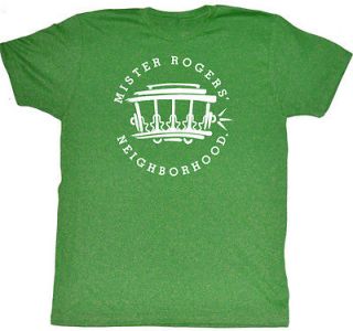 Mr. Mister Rogers T shirt Ride This Trolly Adult Green Heather Shirt