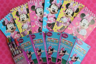 NEW** Minnie Mouse Notepads & Crayons x12   Girls Party Favors ***